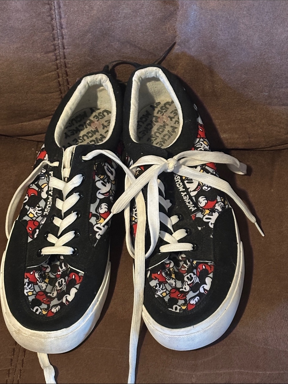 Disney Black, Red, White and Yellow Mickey Print Canvas Sneakers